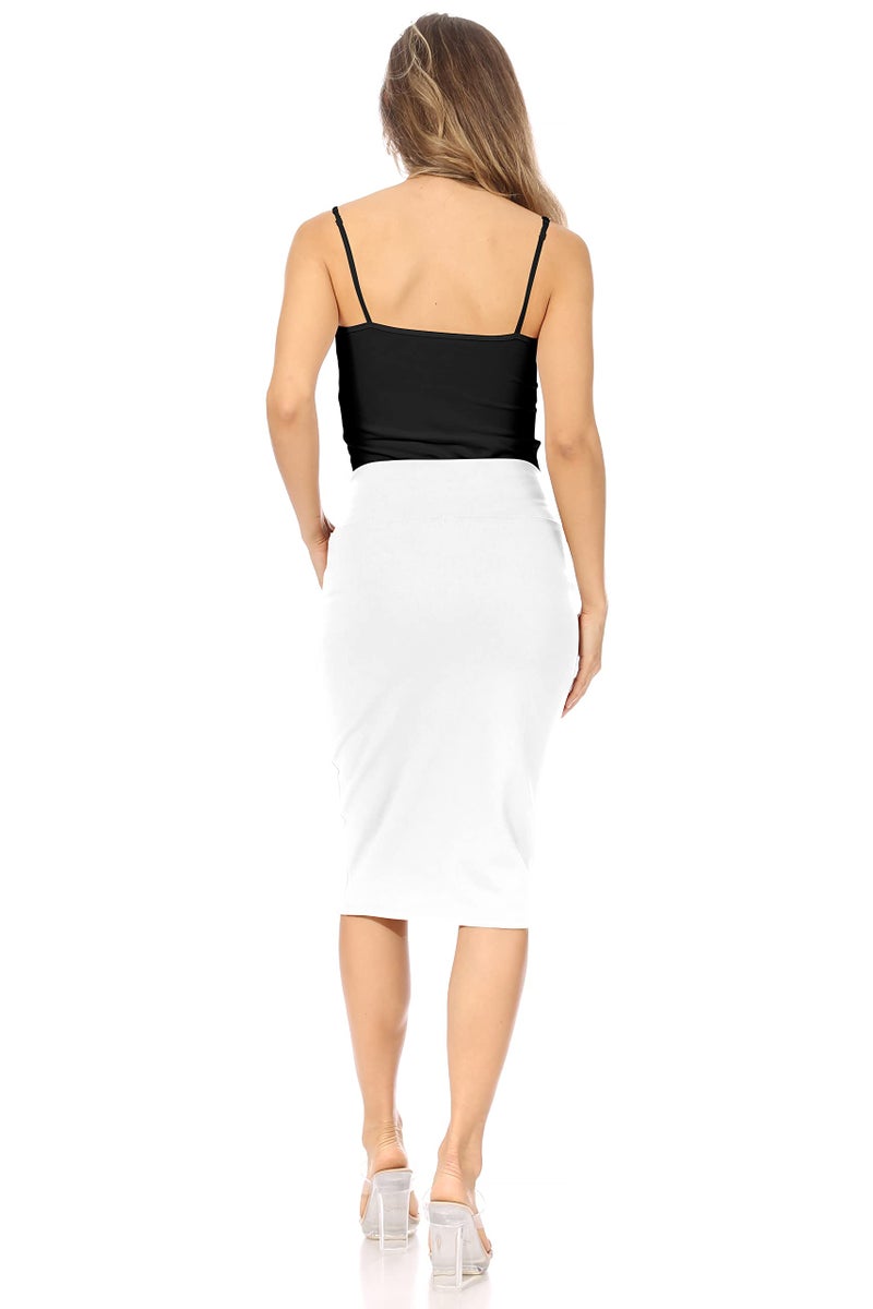 Simlu Women's Below the Knee Pencil Skirt for Office Wear - Made in USA ,White ,Medium - Image 4